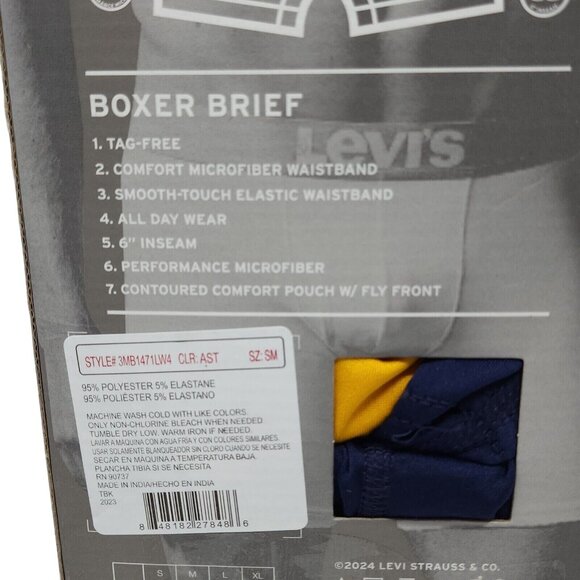 Levi's Boxer Brief Size S Performance Microfiber 3 Pk Gray Orange Navy 6" Inseam - Picture 5 of 6
